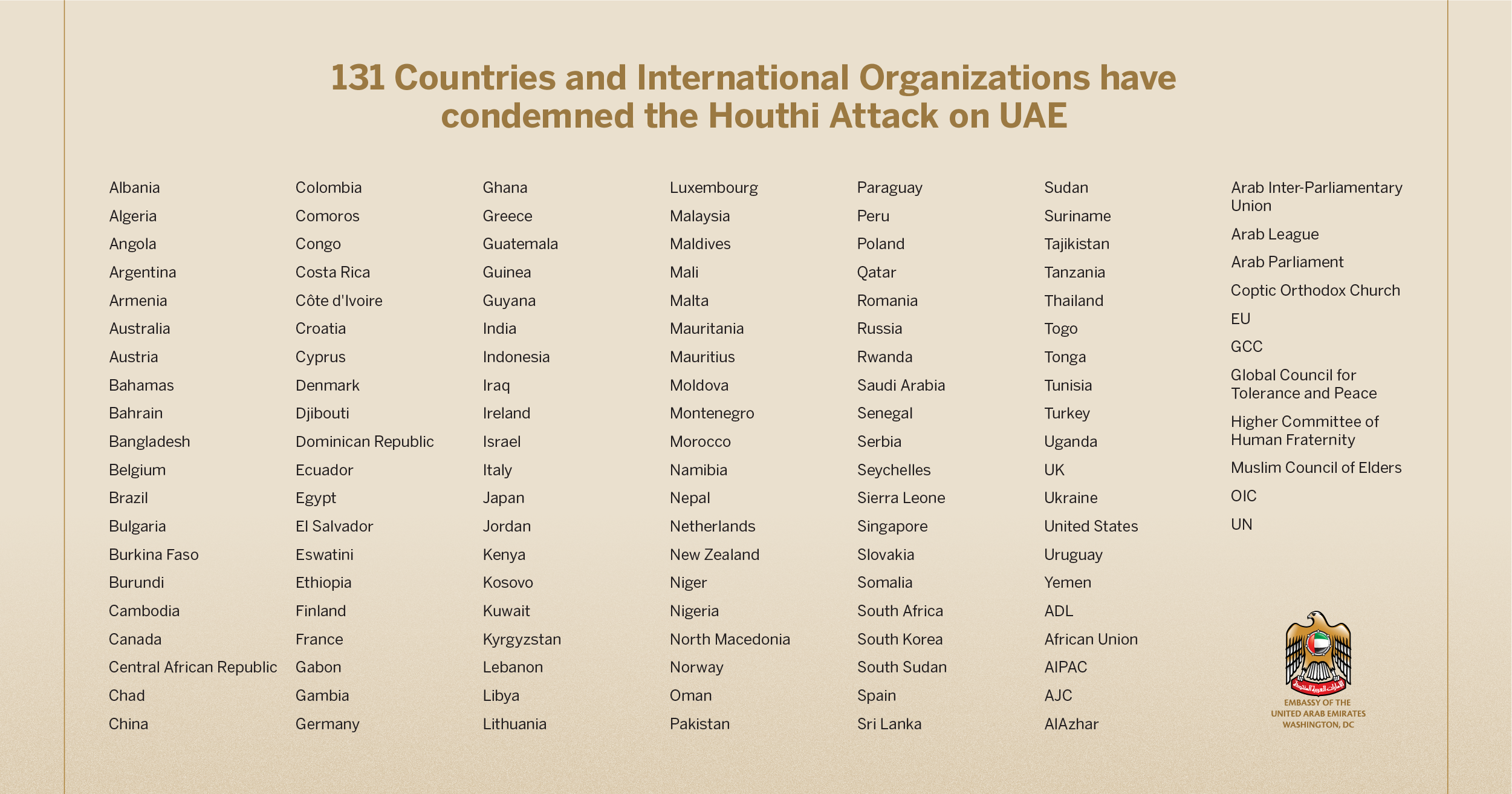 Global Condemnation of Attack