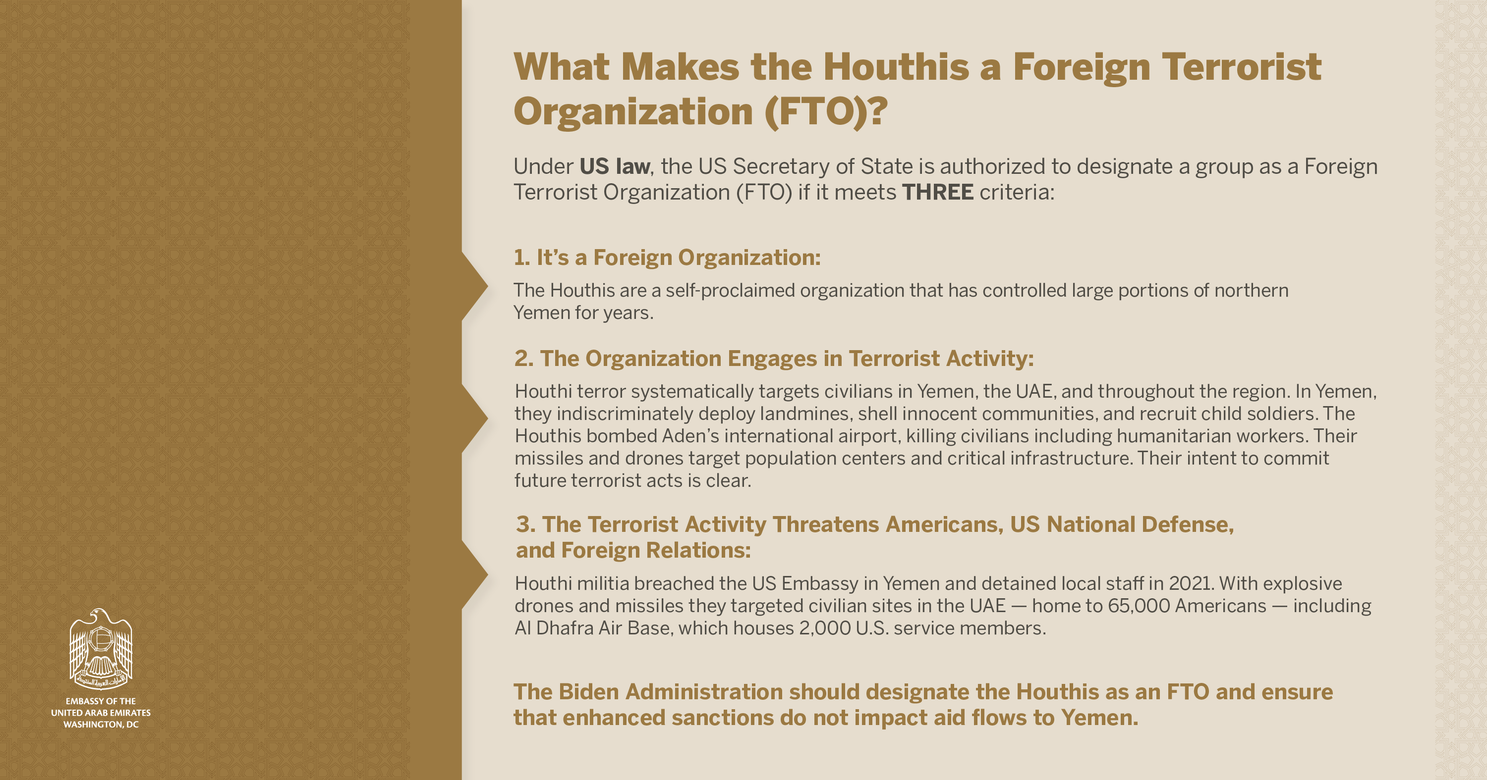 The Houthis are terrorists under US law