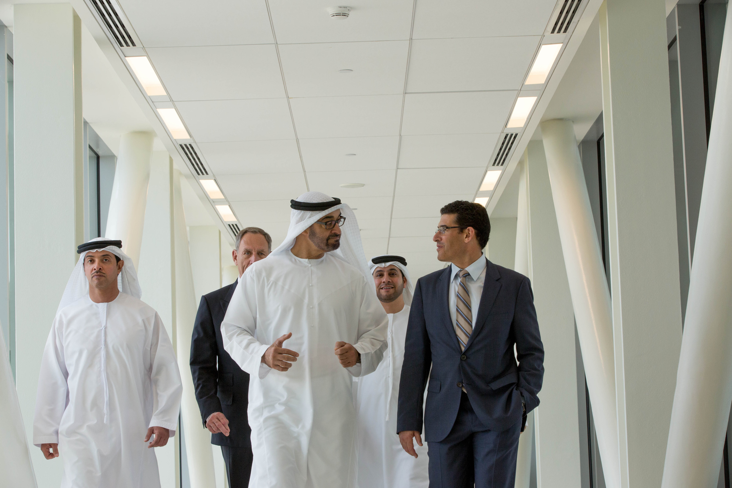 HH Sheikh Mohamed Bin Zayed Al Nahyan walking alongside CCAD