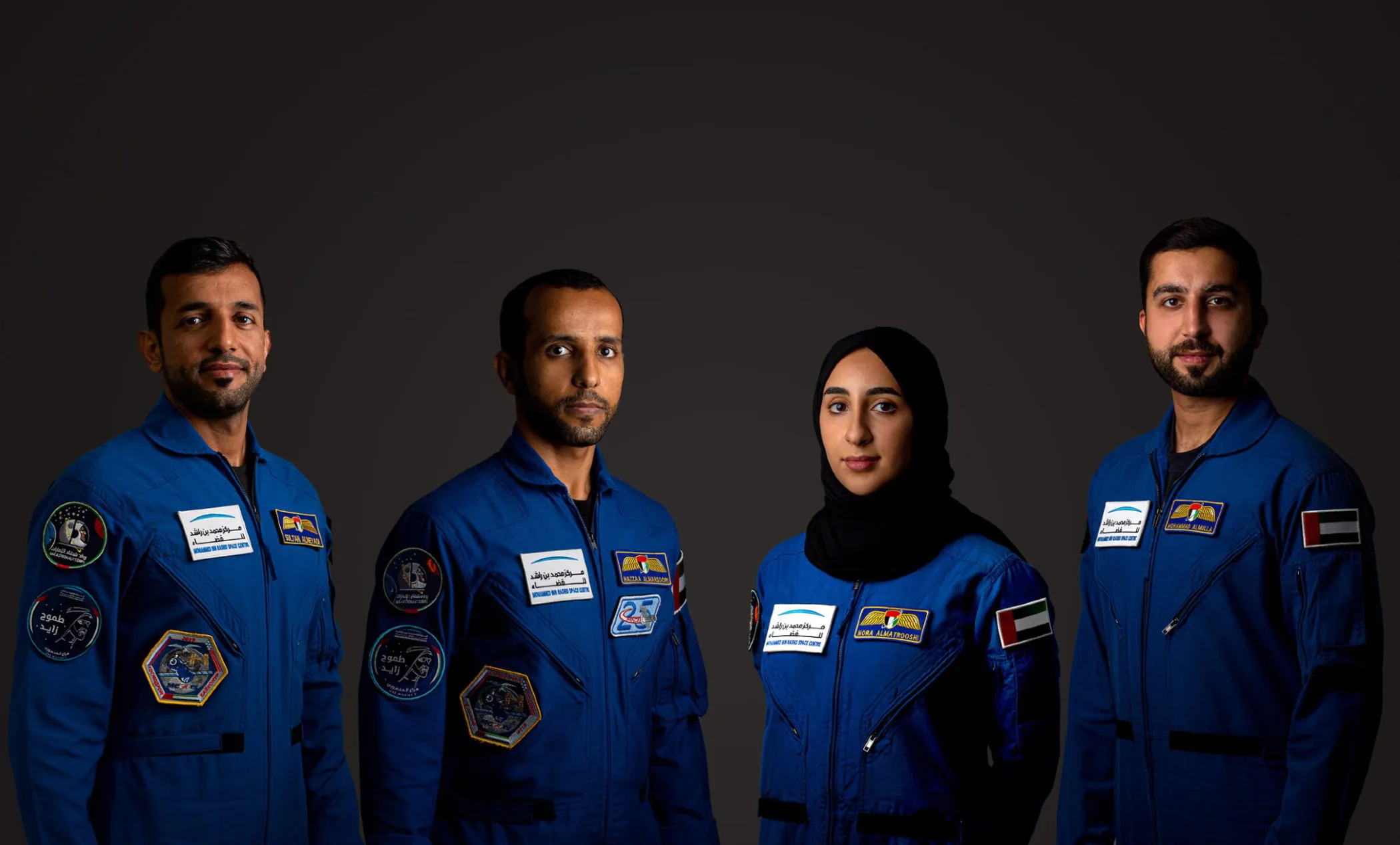 Emirati astronauts Hazza Al Mansouri, Sultan Al Neyadi, Nora Al Matrooshi, and Mohammed Al Mulla