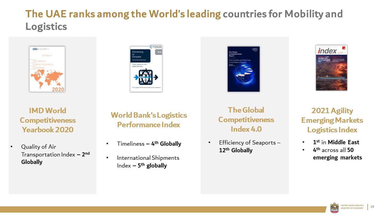 The UAE ranks among the World’s leading countries for Mobility and Logistics