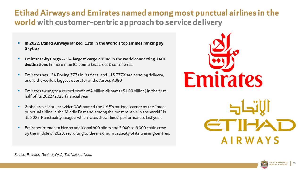 Etihad Airways and Emirates named among most punctual airlines in the world with customer-centric approach to service delivery