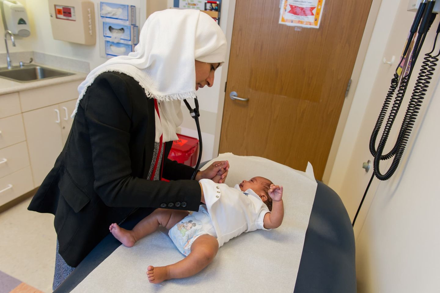 Infant being treated