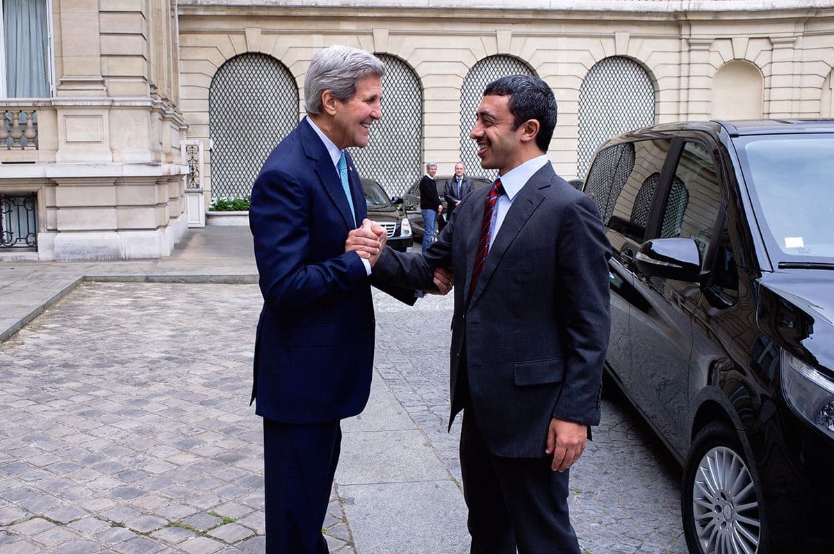  United Arab Emirates Foreign Minister His Highness Sheikh Abdullah bin Zayed Al Nahyan met with U.S. Department of State Secretary John Kerry and Gulf Cooperation Council Ministers in Paris, France to discuss latest regional and international developments of common concerns laying the groundwork for the May 13-14 summit in Washington, DC with President Barack Obama. http://ow.ly/MIsPc