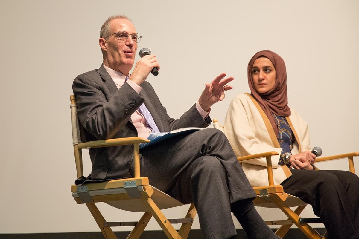 Meridian International Center Senior Vice President for Arts and Cultural Programs, Dr. Curtis Sandberg, UAE Artist Shaika Al Mazrou participate in a round-table discussion on the emerging modern and contemporary art scene in the United Arab Emirates at the Fowler Museum at UCLA. - Jan. 2015