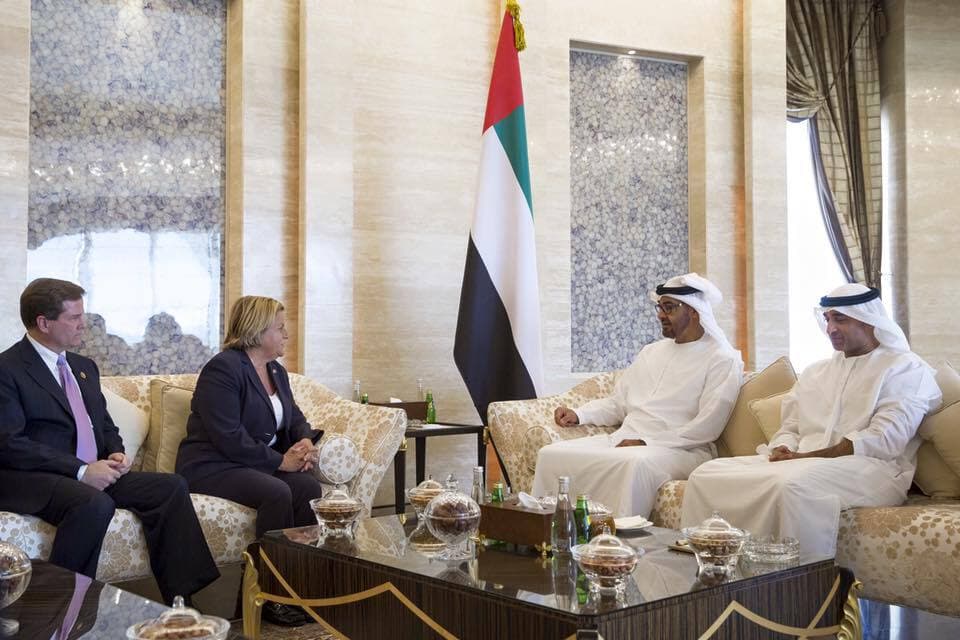 Mohamed bin Zayed and Yousef Al #Otaiba receive #US Congressmen Ileana Ros-Lehtinen, Donald Nocross and Ted Yoho #InAbuDhabi, discuss latest in regional and international developments and various issues of common interests. #UAEUSA Photo Credit: Ryan Carter / Crown Prince Court - Abu Dhabi Nov. 10, 2015
