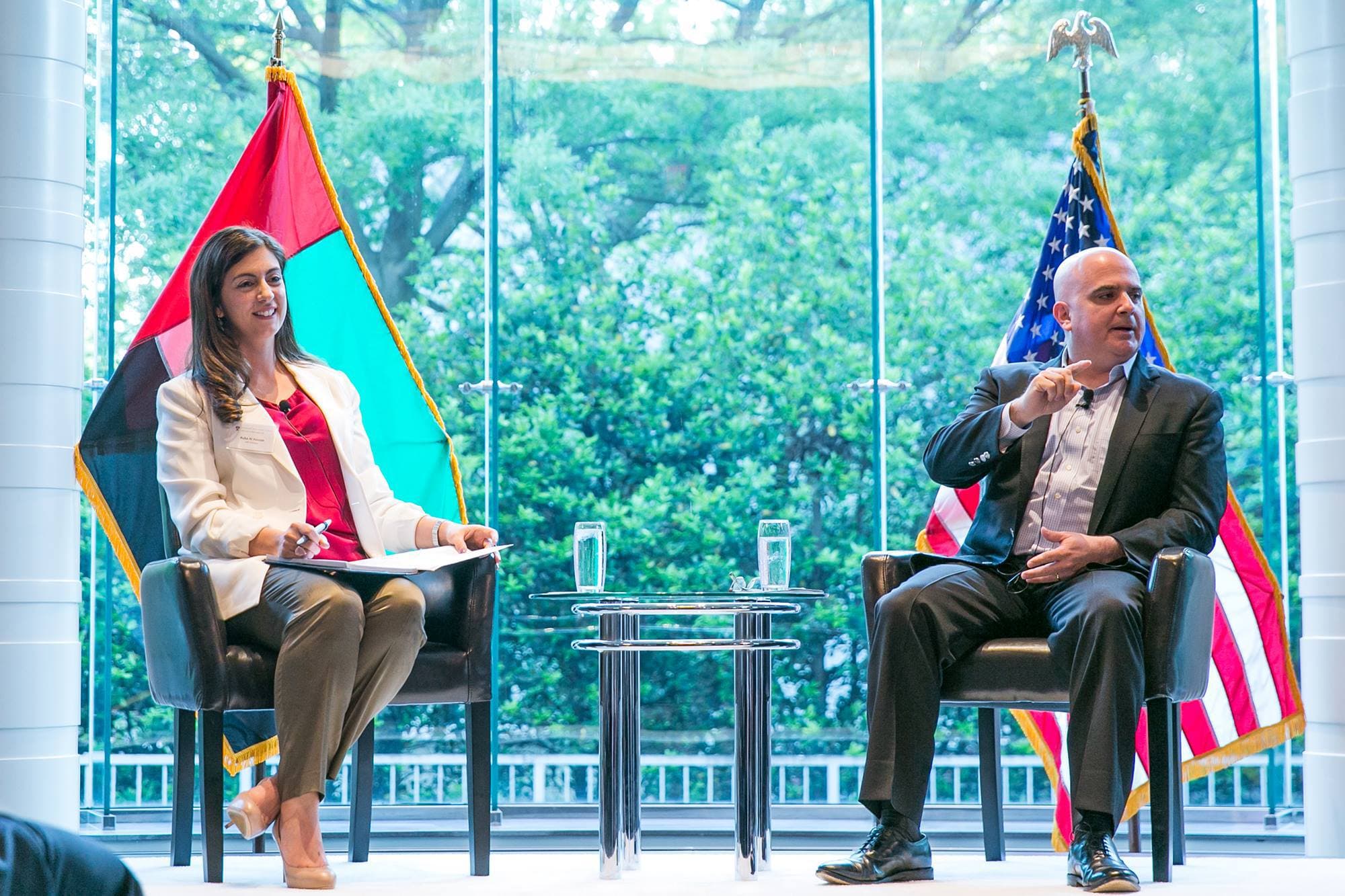 Ambassador Yousef Al Otaiba and Senior Advisor Ruba Al Hassan welcomed Christopher Schroeder, Author of “Startup Rising -- The Entrepreneurial Revolution Remaking the Middle East” and guests to the embassy to discuss innovation and technology, in partnership with the Harvard Business School Club of DC. #UAEUSA