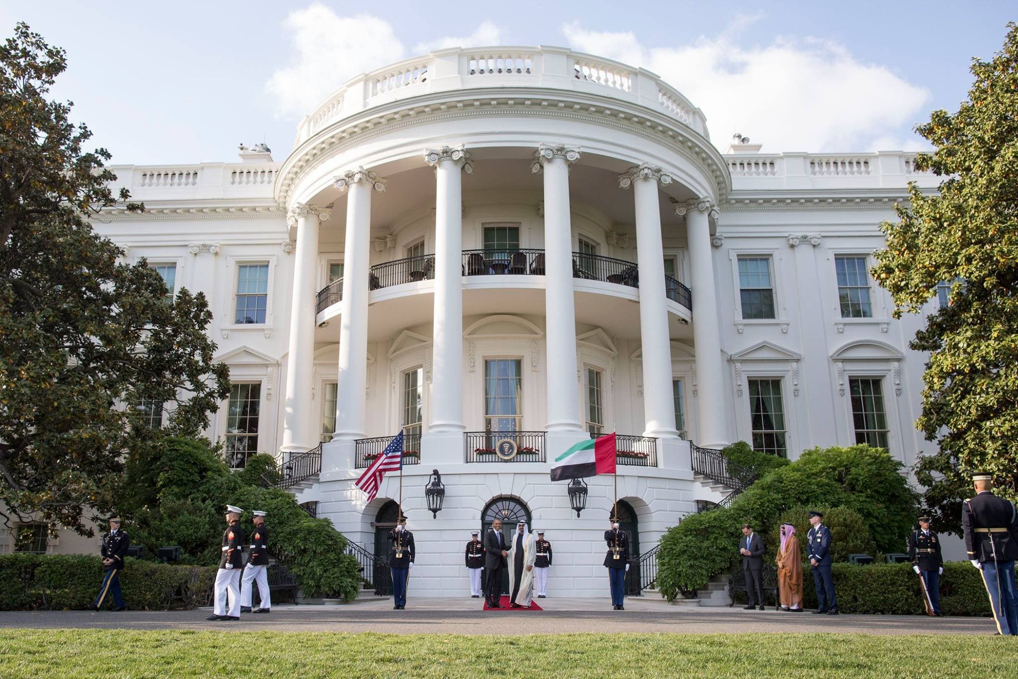 His Highness Sheikh Mohamed bin Zayed Al Nahyan, Crown Prince of Abu Dhabi and Deputy Supreme Commander of the United Arab Emiratess Armed Forces, met with US President Barack Obama and Vice President Joe Biden at The White House today to discuss a range of bilateral and regional issues. More Here: http://ow.ly/LS7wg#UAEUSA