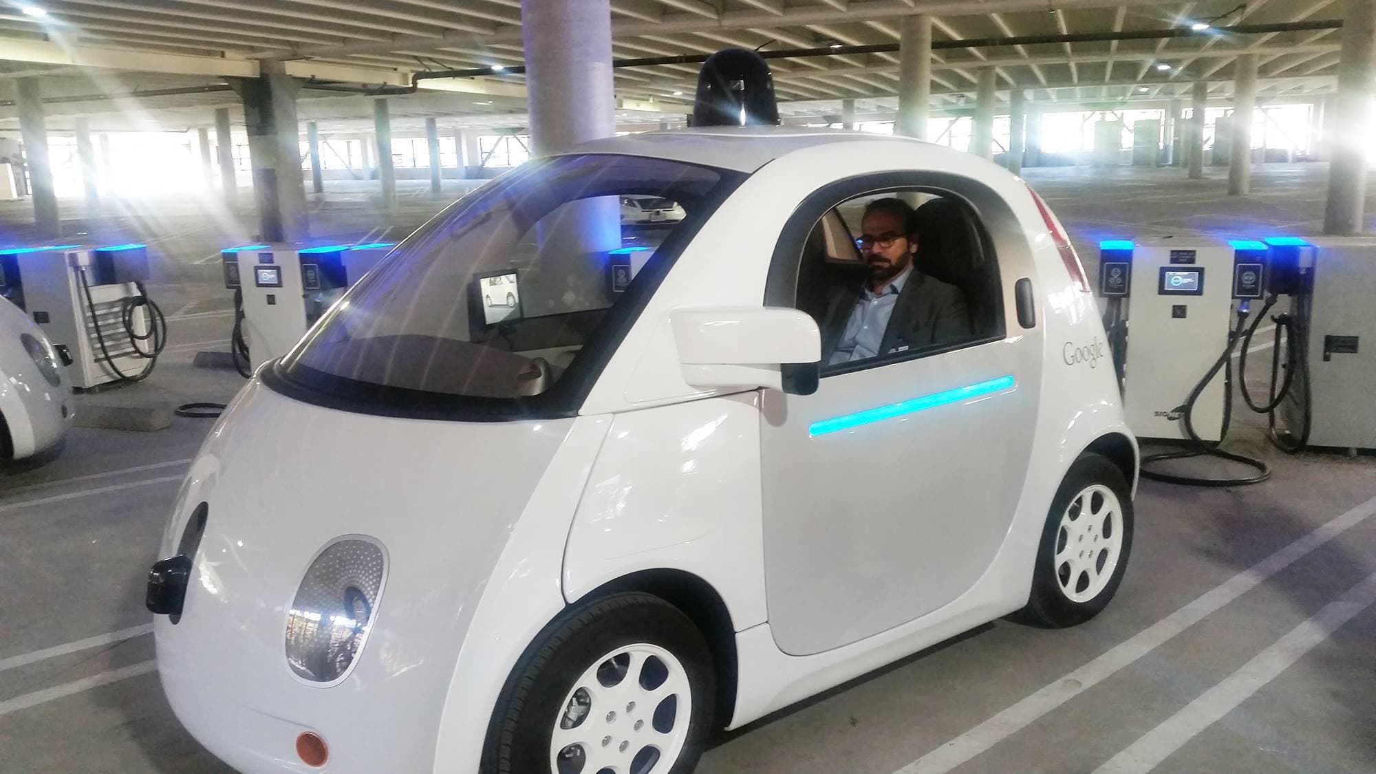 His Excellency Mohammed Al Gergawi, Minister of Cabinet Affairs seen here experiencing the latest in transportation technology, in one of Google's prototype self-driving cars visited a variety of innovation hubs and companies in the United Statesthis week to discuss UAE-US innovation partnerships and initiatives