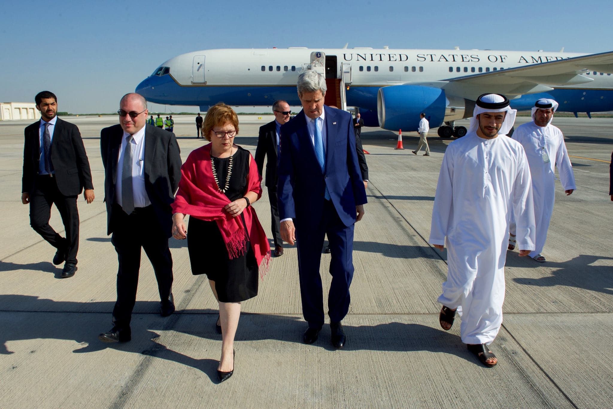 U.S. Secretary of State John Kerry is 'wheels down' in Abu Dhabi, United Arab Emirates. In Abu Dhabi, Secretary Kerry will meet with senior government officials to discuss a range of bilateral and regional political and security issues, with a focus on Syria. Follow the Secretary's trip here: http://go.usa.gov/cbMRF | Photos: https://flic.kr/s/aHsknXV2hZ