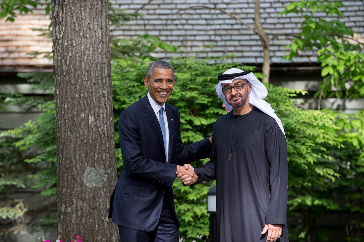  His Highness Sheikh Mohamed bin Zayed Al Nahyan, Crown Prince of Abu Dhabi arrives for the #CampDavidSummit along with delegations from all Gulf Cooperation Council countries hosted by United States President Barack Obama.