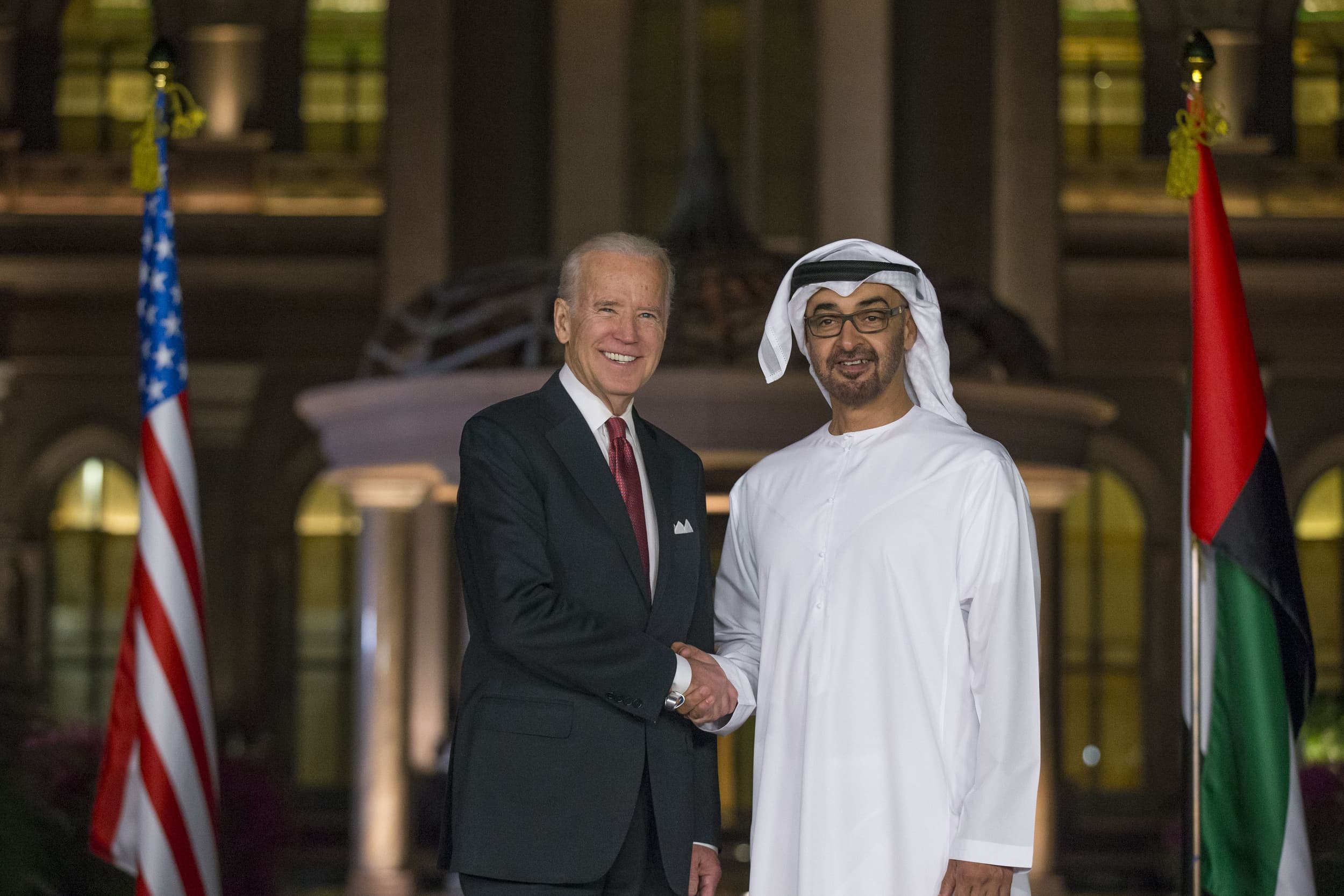 United States Vice President Joe Biden (pictured with His Highness Sheikh Mohamed bin Zayed Al Nahyan, Crown Prince of Abu Dhabi) conducted a two-day visit to the UAE, which underscored the strong bilateral relationship between the two countries. During the visit, the US Vice President called the bond between the UAE and US "one of the most significant in the region" and highlighted the UAE's role in the fight against ISIL and extremism. 