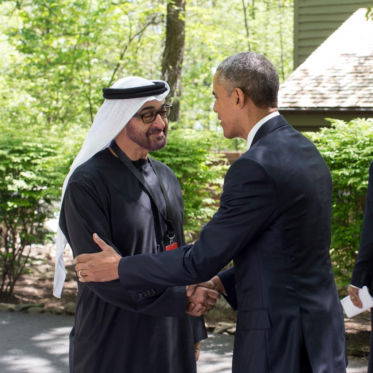 His Highness Sheikh Mohamed bin Zayed Al Nahyan, Crown Prince of Abu Dhabi arrives for the Camp David Summit along with delegations from all Gulf Cooperation Council countries hosted by United States President Barack Obam.