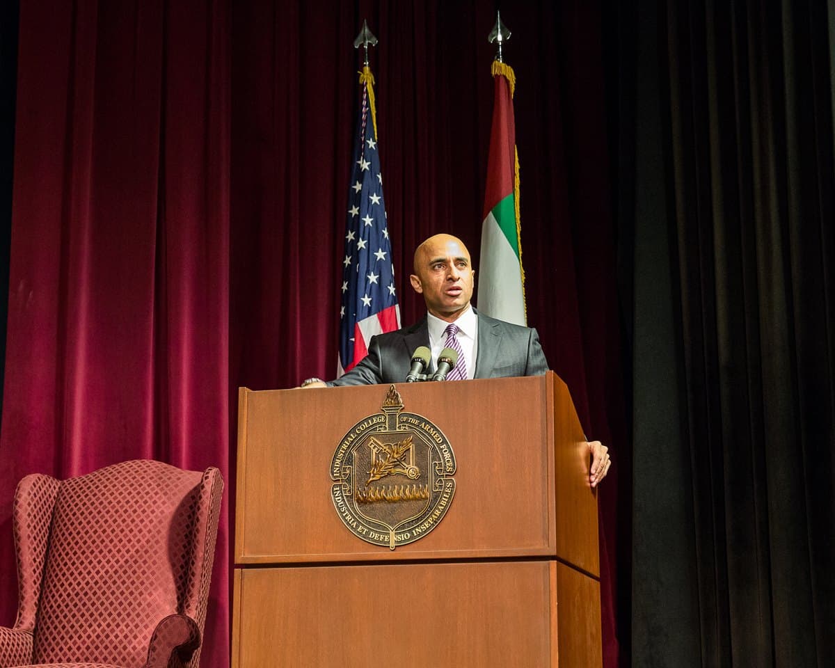 At the National Defense University's Eisenhower School, Ambassador Yousef Al Otaiba discussed the fight against #ISIS, #extremism and UAE-US partnerships to promote regional stability with a shared outlook of openness and tolerance, emphasized the need to replace extremists’ propaganda with optimism and opportunity.#UAEUSA #NDU2015