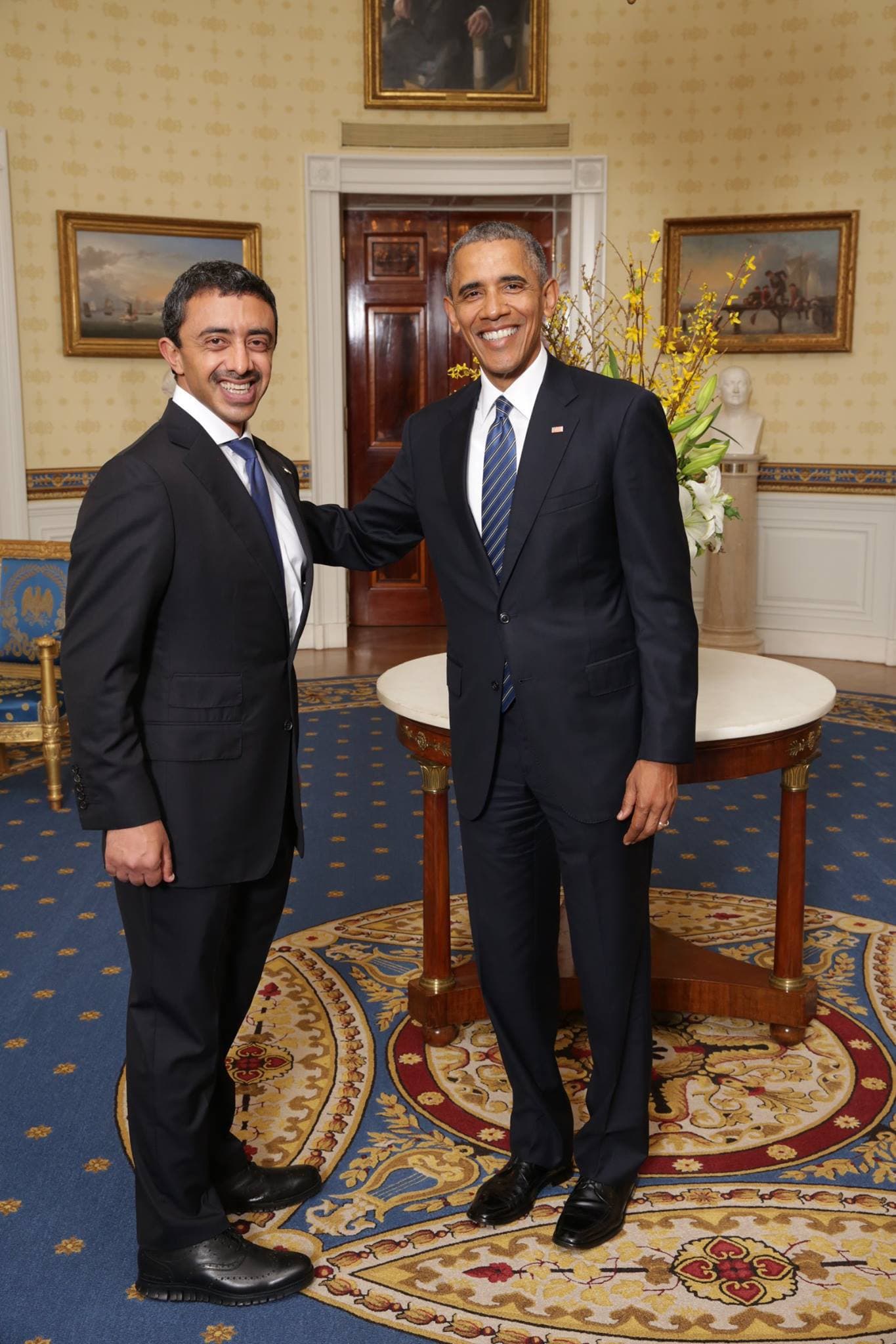 United States President Barack Obama welcomes United Arab Emirates Foreign Minister, His Highness Sheikh Abdullah bin Zayed Al Nahyan along with leaders from around the world attending the 2016 Nuclear Security Summit in Washington, DC.  #UAEUSA #NSS2016