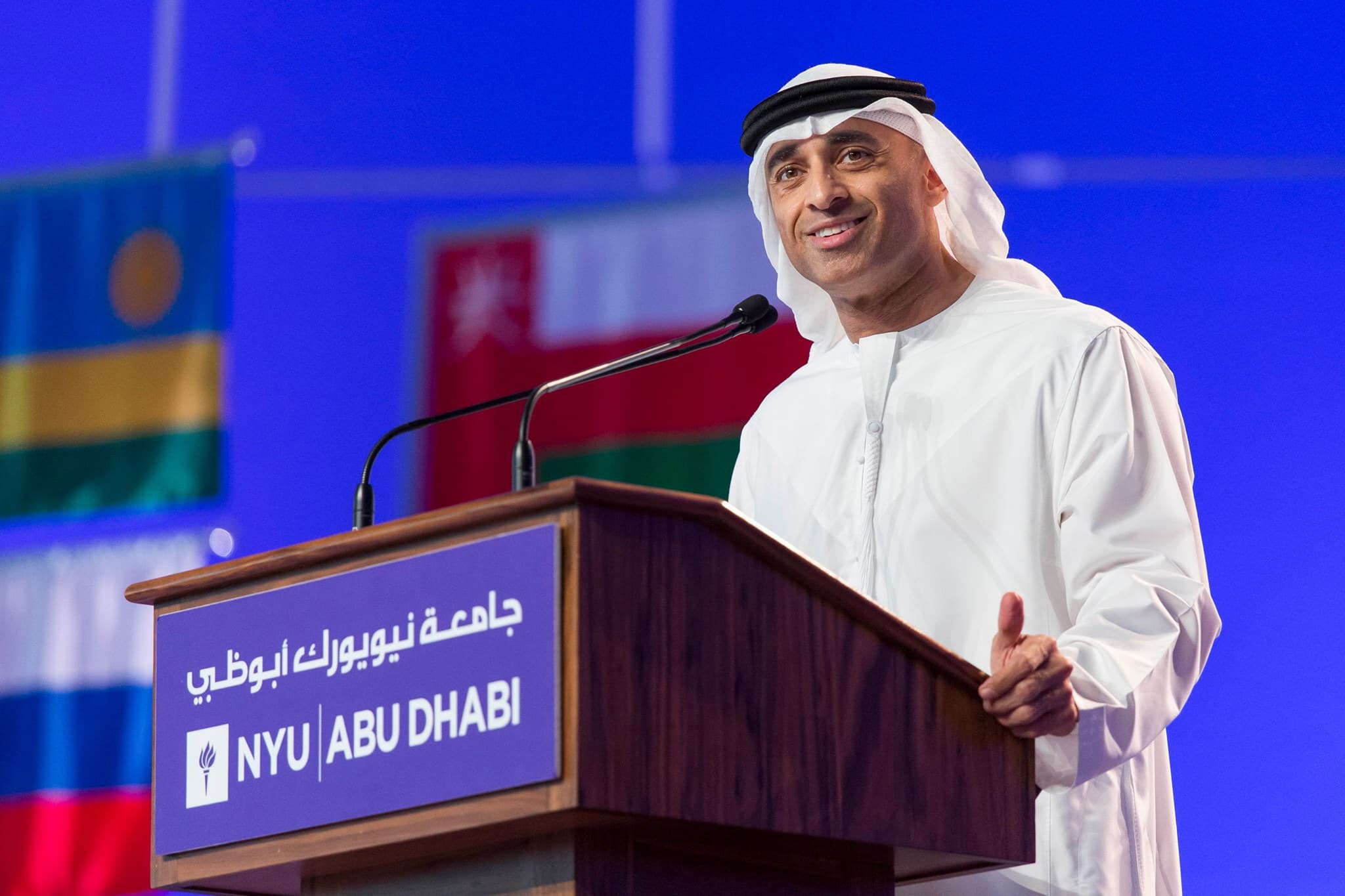  In his keynote address to the NYU Abu Dhabi class of 2016, United Arab Emirates Ambassador to the United States Yousef Al Otaiba praised graduates for their bold thinking, willingness to take risks, and openness to other people and perspectives.  Ambassador Al Otaiba emphasized how this forward-thinking outlook will create a more positive future for the region and the world. “You have a responsibility to be an advocate for the values that you’ve embraced here at NYU Abu Dhabi – the very same values that wi