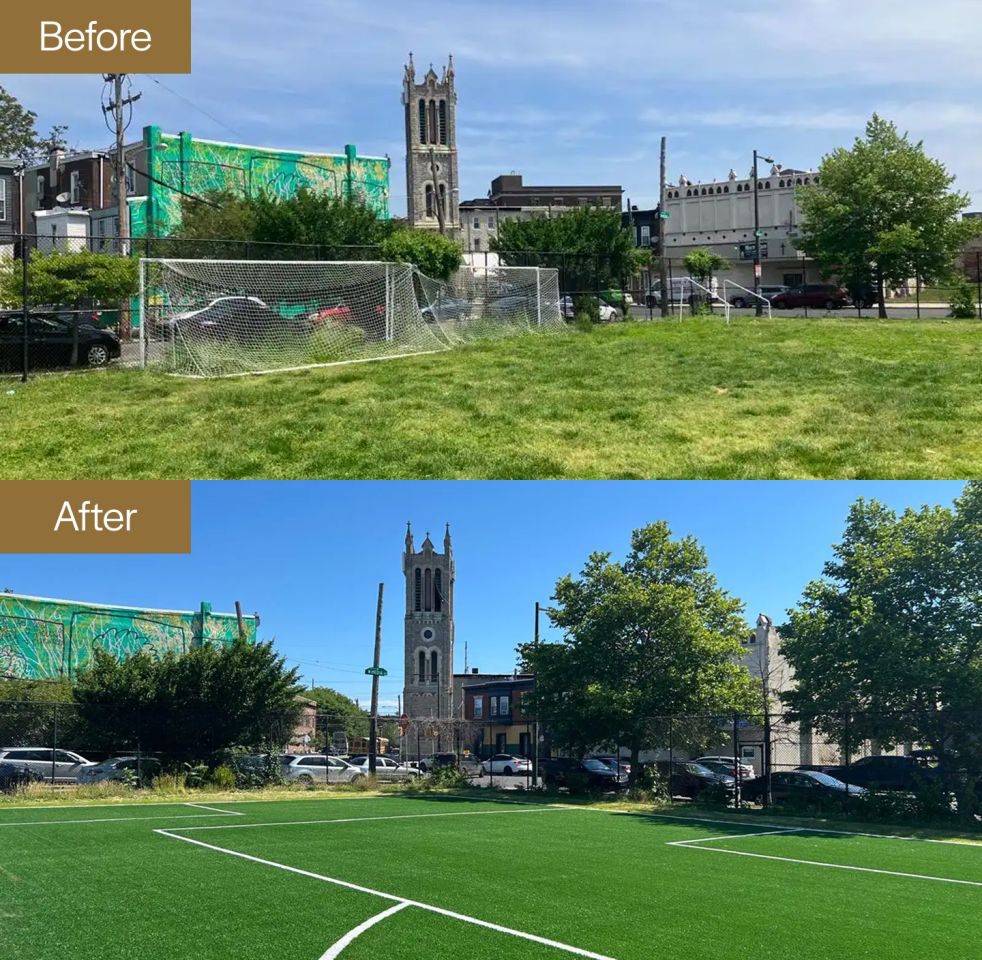 Before and After of the Conestoga Soccer Field