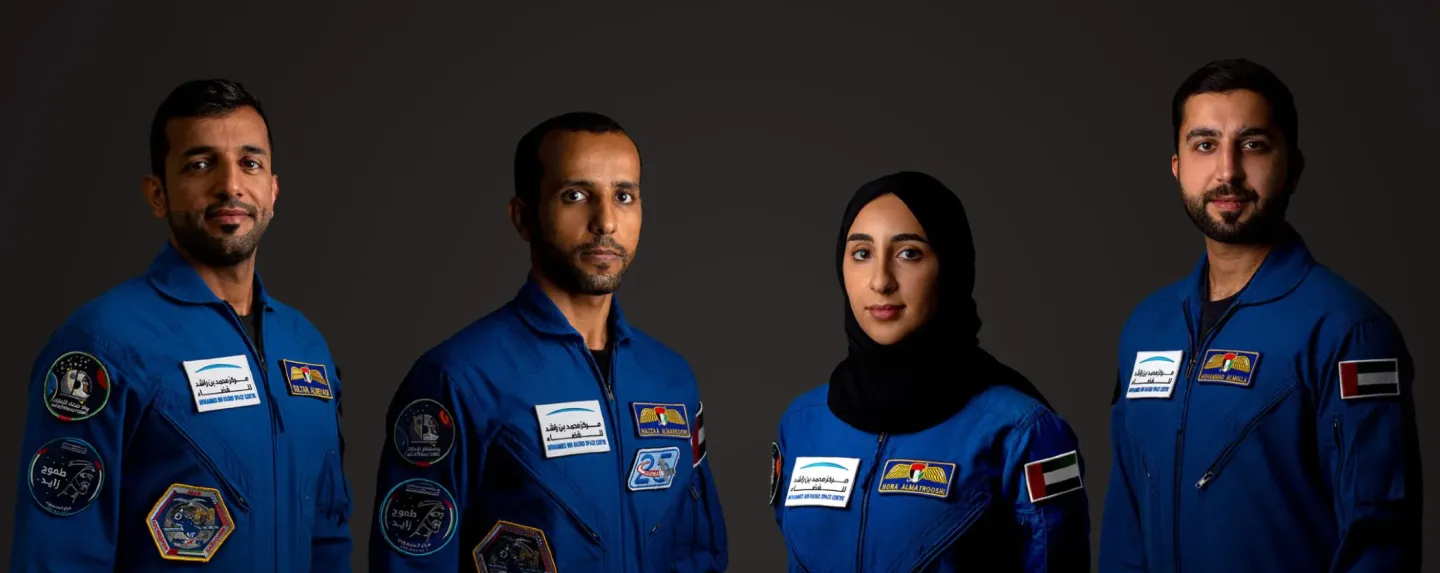 Emirati astronauts Hazza Al Mansouri, Sultan Al Neyadi, Nora Al Matrooshi, and Mohammed Al Mulla