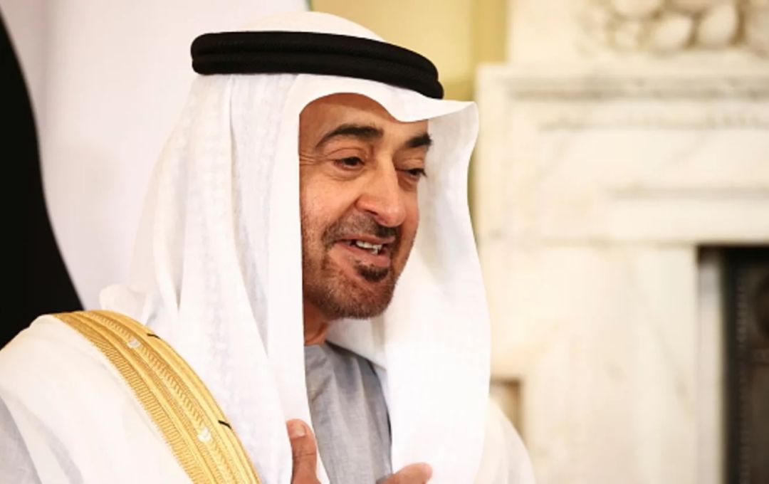 Sheikh Mohammed bin Zayed Al Nahyan, Crown Prince of Abu Dhabi at Downing Street on September 16, 2021 in London, England.
