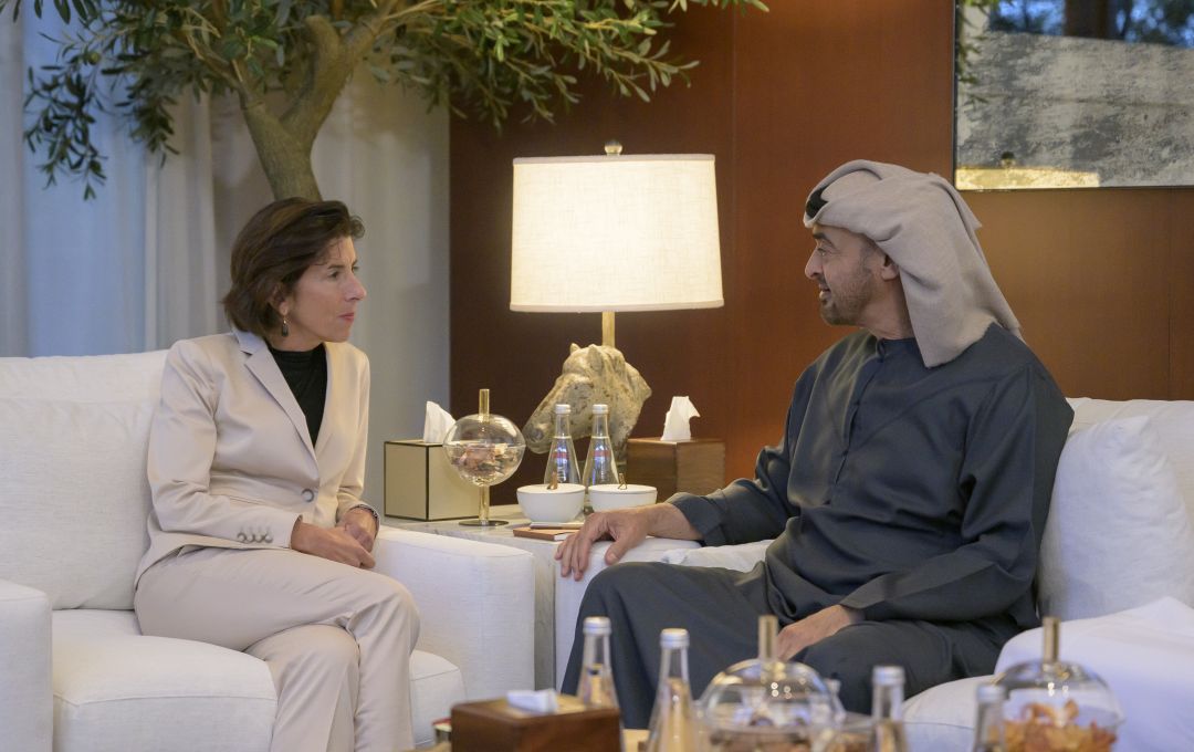 HH Sheikh Mohamed Bin Zayed Al Nahyan with US Secretary of Commerce Gina Raimondo 