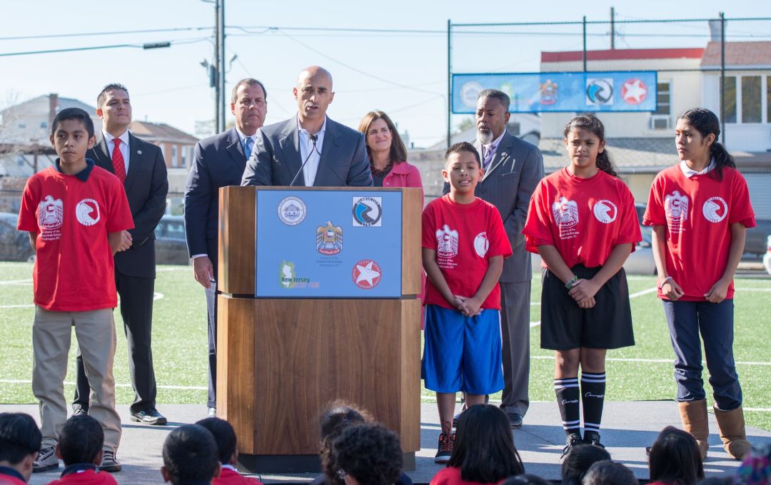 governor chris christie and ambassador yousef al otaiba dedicate atlantic city soccer field