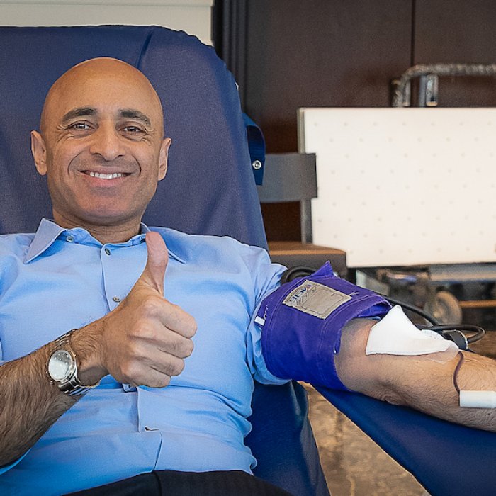 Ambassador donating blood